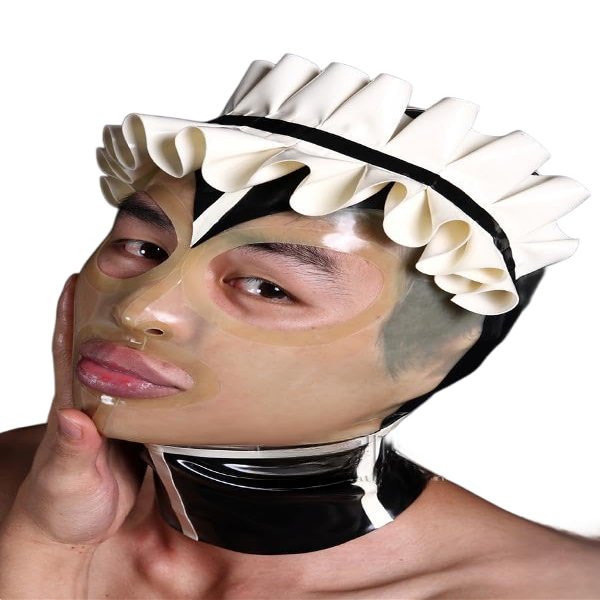AiCc stylists Latex Tidy Maid Mask Halloween Rubber Hood Cosplay (L)