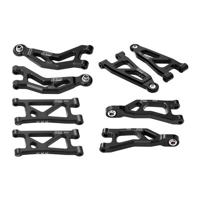 Aluminum 7075 Alloy Front + Rear Upper and Lower Suspension Arms for Arrma 1/16 Mojave GROM Desert Truck Upgrades - Black