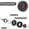 4PCS 1.3" Beadlock Wheel Tires Set 1.3inch Aluminum Wheels and Tires for 1/18 TRX4M 1/24 SCX24 FCX24 RC Crawler Car (Tires A + red Wheel hub) view 2
