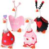 AmazingSpark 4 Sets Valentine's Day Mini Desk Goose Outfit 7 Inch Magnetic Silly Goose Statue Key Holder Red and Pink Romantic Valentine Clothes for Magnetic Duck Statue Table Desk Key Holder Decor view 1