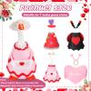 AmazingSpark 4 Sets Valentine's Day Mini Desk Goose Outfit 7 Inch Magnetic Silly Goose Statue Key Holder Red and Pink Romantic Valentine Clothes for Magnetic Duck Statue Table Desk Key Holder Decor view 2
