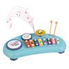 2 in 1 Xylophone Drum Set, Percussion Wooden Montessori Musical Instruments Multifunctional Clapping Colorful 8 Tone Xylophone 2 Drums 1 Cymbal 8 Keystrokes (Blue) view 1
