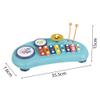2 in 1 Xylophone Drum Set, Percussion Wooden Montessori Musical Instruments Multifunctional Clapping Colorful 8 Tone Xylophone 2 Drums 1 Cymbal 8 Keystrokes (Blue) view 2