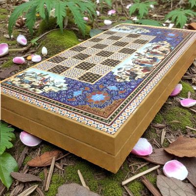 19.6-Inch Handmade Backgammon Chess Set  Premium Khatam Wood Inlay  Traditional Persian Design  Luxury Gift for Men, Dad, Husband