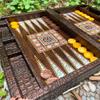 18-Inch Premium Leather Backgammon Set  Vintage Crocodile Pattern Faux Leather Board Game | Luxury Gift for Dad, Husband, or Adults view 2