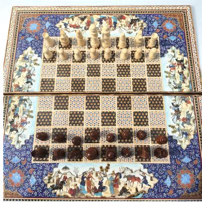 19.7" Handmade Backgammon Chess Set  Traditional Persian Khatam Design | Luxury Wooden Inlaid Game Board | Gift for Him, Dad, Husband