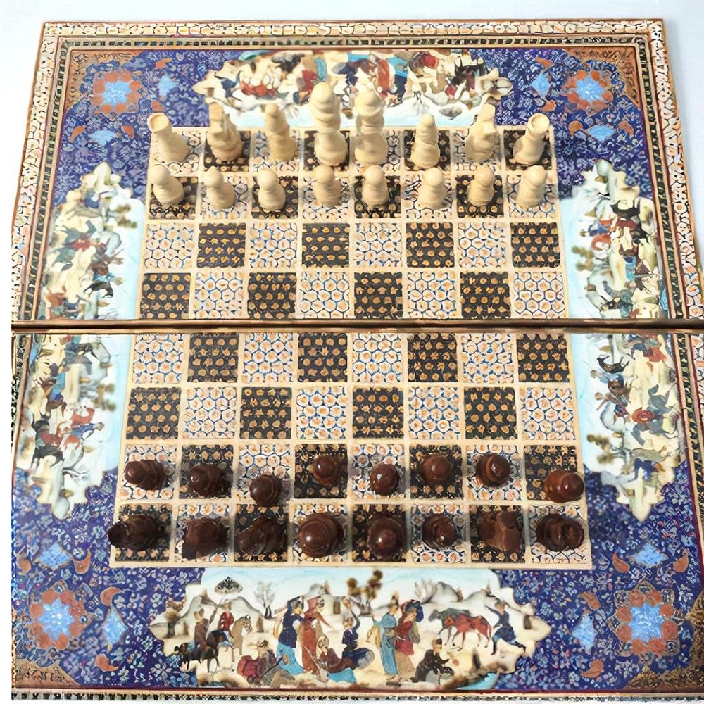 19.7" Handmade Backgammon Chess Set  Traditional Persian Khatam Design | Luxury Wooden Inlaid Game Board | Gift for Him, Dad, Husband