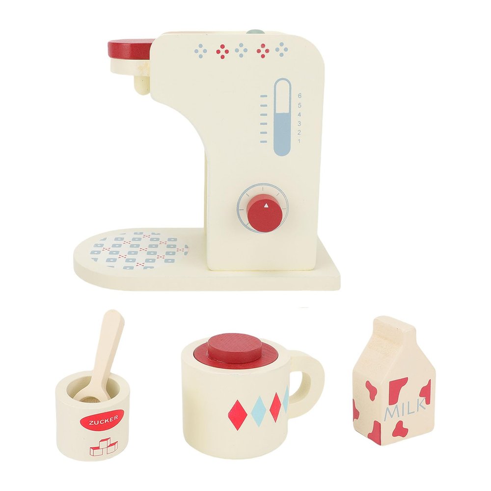 BTSEURY Wooden Coffee Maker Toy, Realistic Kitchen Toy for Kids Stimulates Imagination and Creativity, Gift for Toddler Boys Girls Age 3+
