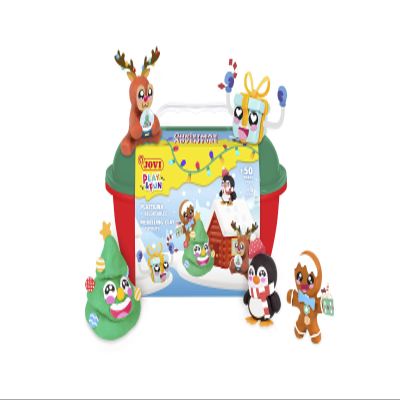 Jovi Play&Fun Christmas Adventure Crea Modelling Dough Kit, Christmas Characters, 24 x 15g Dots, Cuttable and Modelling Tools, Christmas Crafts for Children Over 3 Years Old