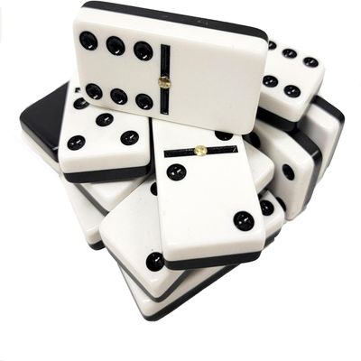 Black and White Double 6 Two Tone Jumbo Domino Tiles with Spinner