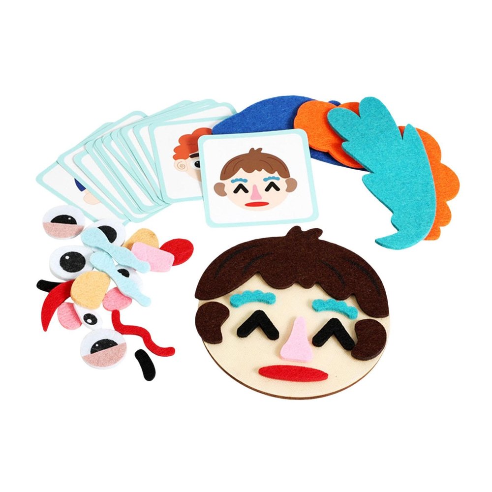KiBcsLic Kids Social Emotional Learning Busy Board Funny Expression Changing Felt Face Toy Educational Toy for Children