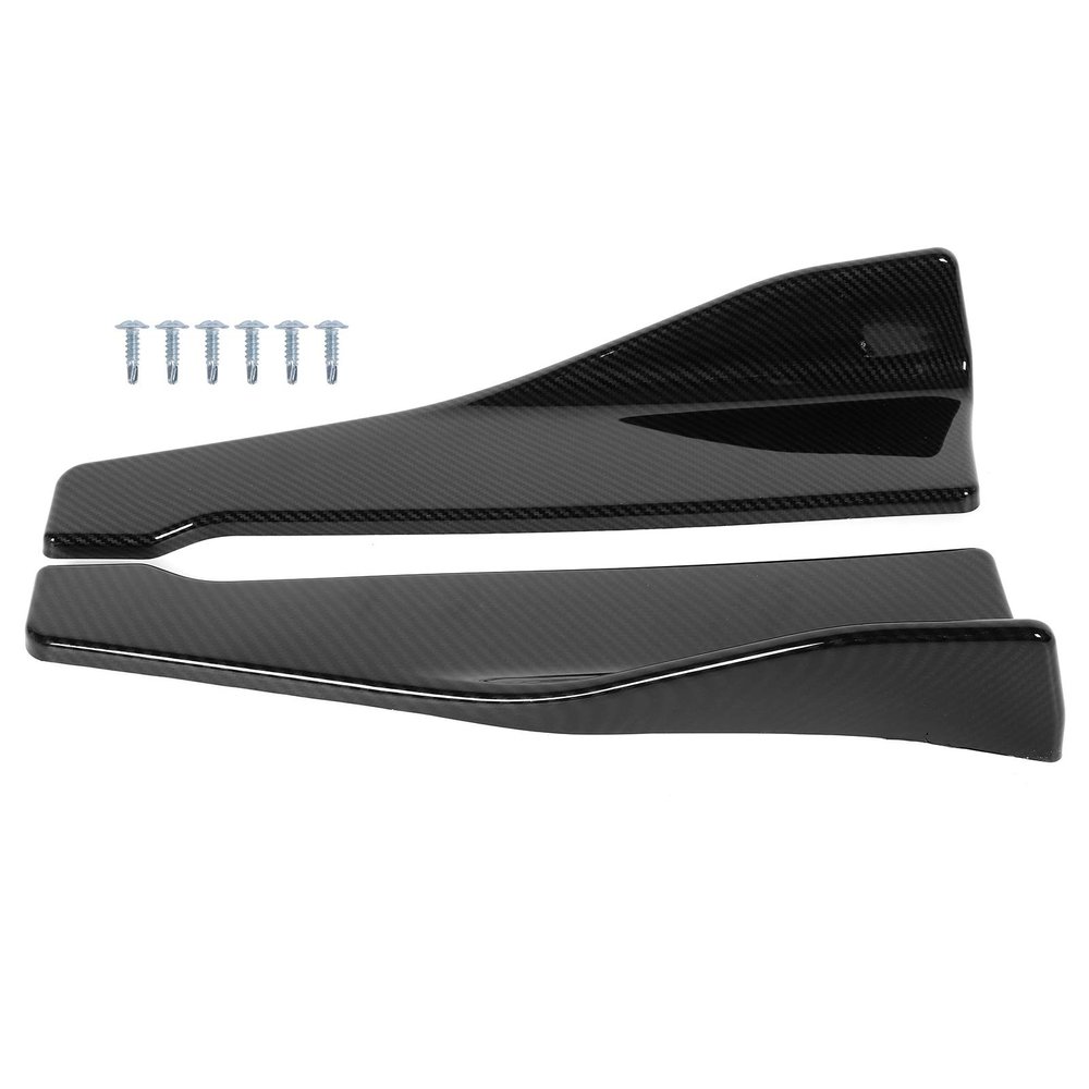2Pcs Side Skirt Rocker Splitters Lip Winglet Wing, Carbon Car Kit, 189in. ABS Side Splitter Extension with Screws, for Enhanced Aerodynamics and Sporty Look
