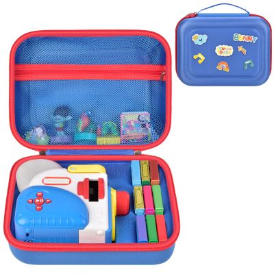 Case Compatible with Little Tikes Story Dream Machine Starter Set, Toys Storage Bag with 5 DIY Embroidery Patches, Organizer for Projector Storytime Books and Audio Character- Blue Letters (Box Only)