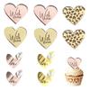 10pcs Valentines Day Acrylic Heart Shape Cupcake Topper Gold Mirror Acrylic Cupcake Decoration Love You Cake Topper For Valentine's Day Wedding view 1