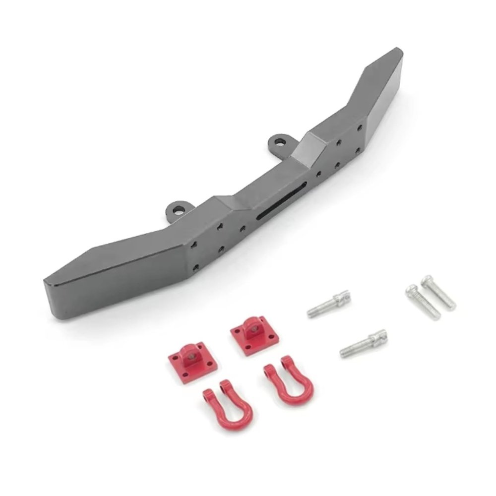 Rc Bumper Compatible with WPL B14 B24 B16 B36 Q60 Q61 Q62 1/16 RC Car Upgrade Parts Accessories Metal Front Bumper with Tow Hook(Gray)