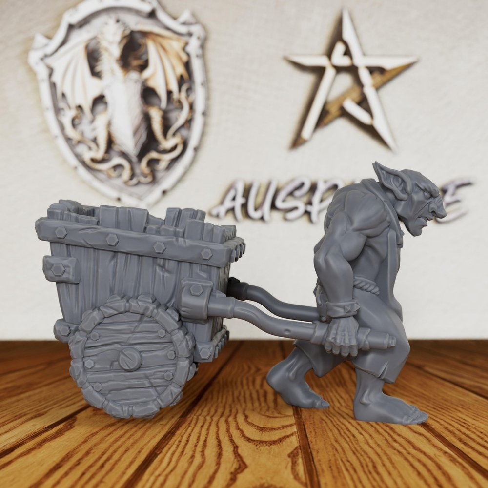 28mm Fantasy RPG Diorama Set with Unpainted Goblin & Cart for DND Campaigns, Tabletop Wargaming & Terrain Building - Hobgoblin Ekz Cart Miniature-AS150