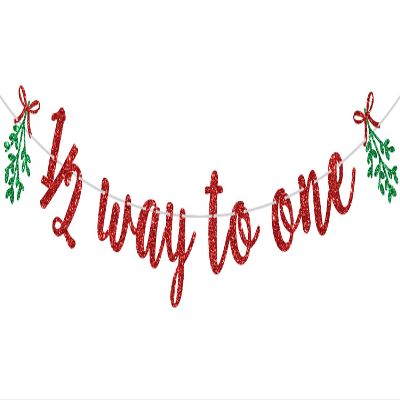 1/2 Way to One Banner, Christmas Half Way to One, My 1/2 Birthday, Winter Christmas Xmas 6 Month Birthday Party Decorations