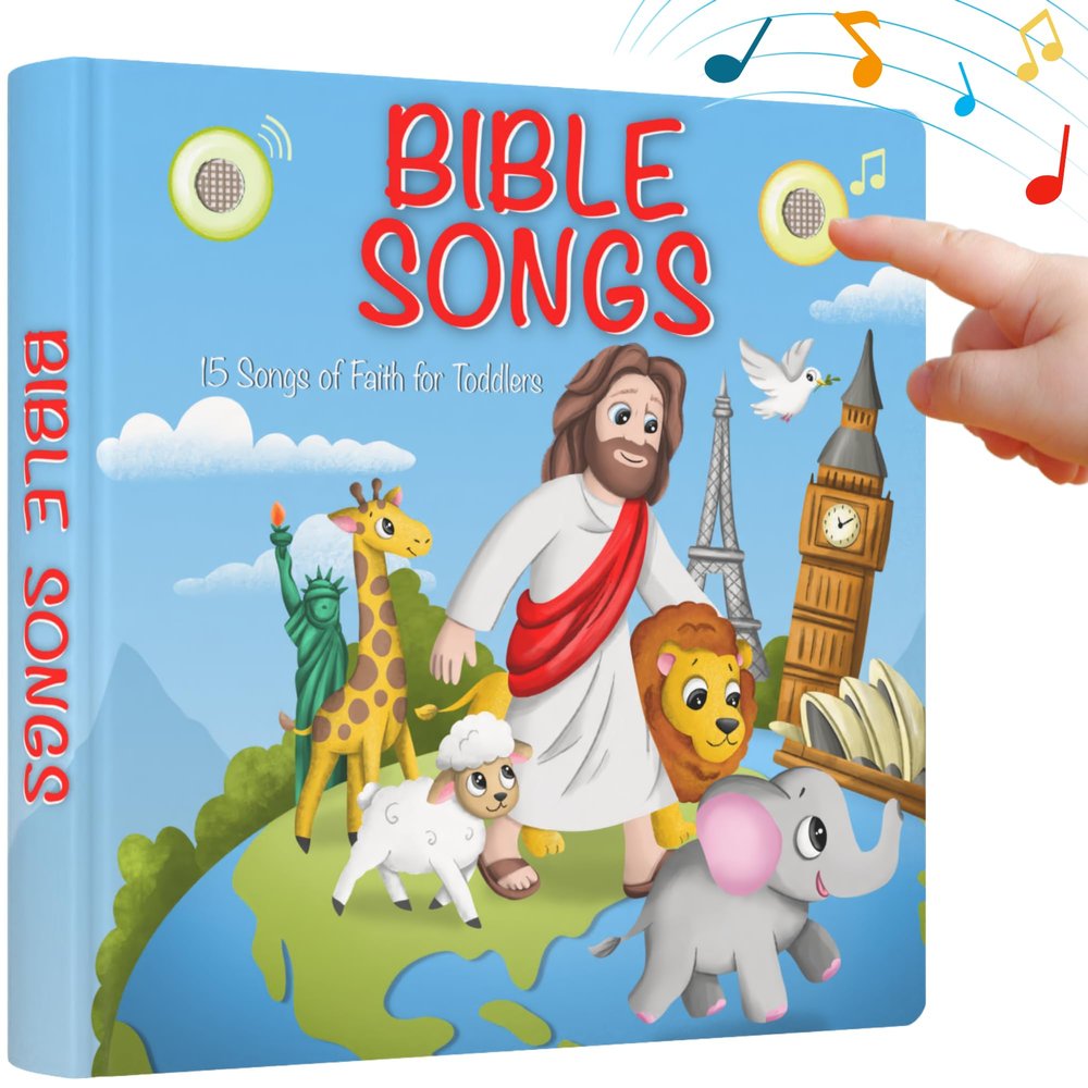 LEARNING BUGS Christian Bible Songs  15 Songs of Faith for Little Ones, Musical Books for Toddlers, 28-Button Music Book, Musical Toys for Toddlers 1-3
