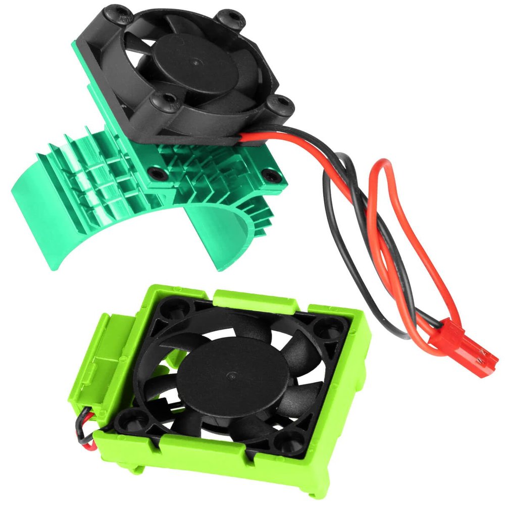 hopsupRC VXL-3s High Velocity Fan Heatsink Set Upgrades Part for 1/10 Slash/Rustler/Stampede VXL 4X4 2WD, ESC Motor Cooling Fan Hops Up,Green