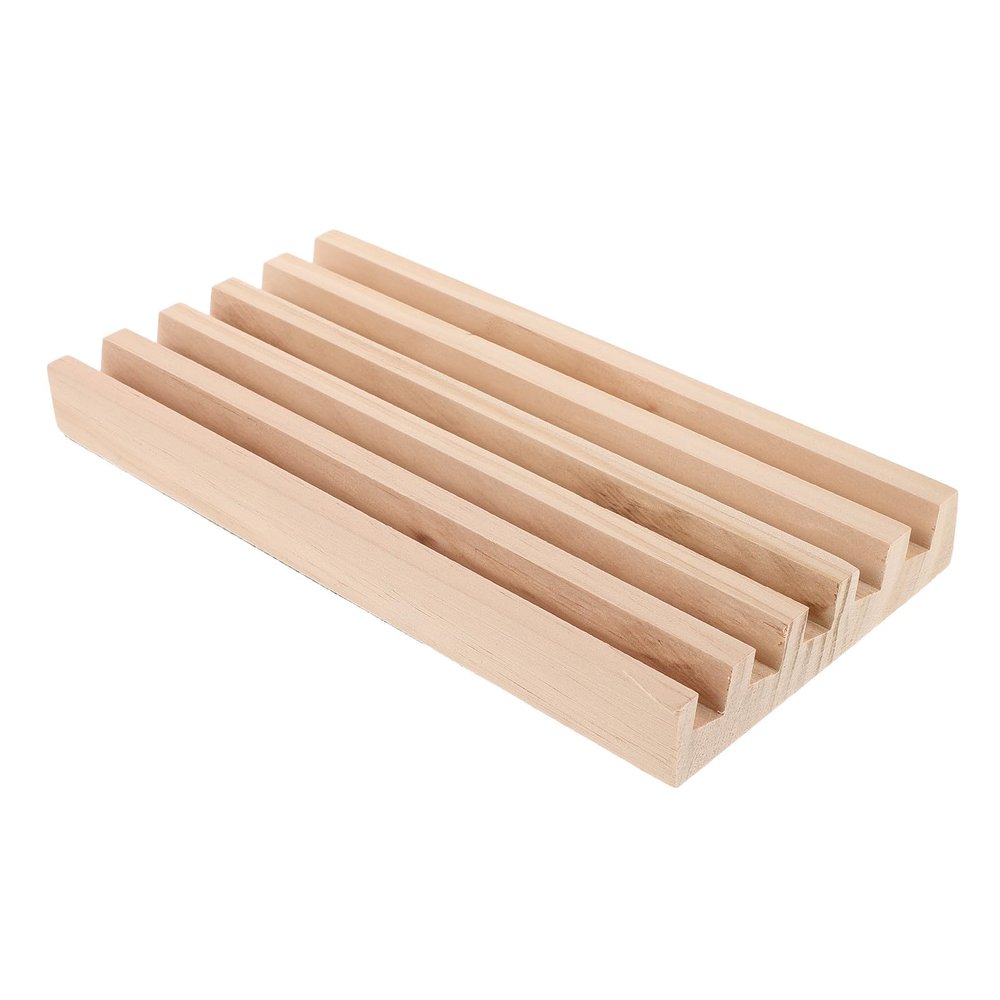 BESPORTBLE Solid Wood Domino Rack Playing Card Holder Tray Wooden Board Game Organizer Tile Display Stand for Dominoes Food Letter Tray