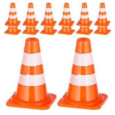 DECHOUS 60pcs Miniature Road Cone Mini Traffic Cones Plastic Sign Roadblock Sign Model Safety Barriers Photo Prop Educational for Kids