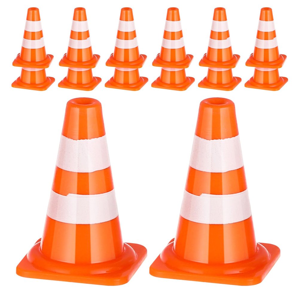 DECHOUS 60pcs Miniature Road Cone Mini Traffic Cones Plastic Sign Roadblock Sign Model Safety Barriers Photo Prop Educational for Kids