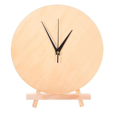 LIOOBO 1 Set Wooden Clock Face Blank: 12" Round DIY Clock Dial Plate with Easel for DIY Craft Projects Painting Classroom Activities