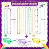 Civaner 144 Pcs Mardi Gras Bead Necklaces and 12 Pcs Heart Sunglasses Bulk Metallic Bead Necklaces Purple Gold Green Mardi Gras Costume Accessories for Carnival Parade Party Favors view 2