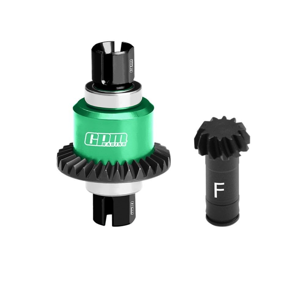 Carbon Steel + Aluminum Alloy Front Differential Gear Set 12T/30T/0.8Mod for Arrma 1:18 Granite GROM / 1:16 Mojave GROM / 1:14 Typhon GROM - Green