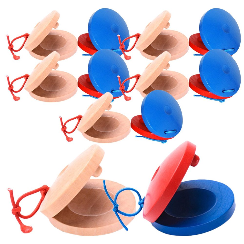 BESPORTBLE 12pcs Hand Clappers Wooden: Mini Castanets Toy Kids Rhythm Toys - Mini Soundboard Noise Makers for Parties - Musical Castanets Instrument for Children