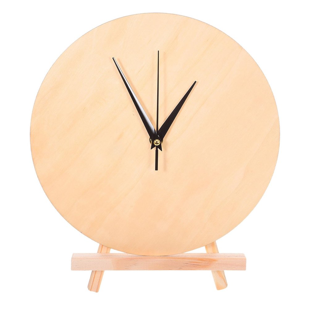 Abaodam 1 Set Wooden Clock Face Blank: Round Dial Plate 12" - DIY Unfinished Clock Dial with Pinter & Easel for Painting and Crafting DIY Projects and Creative Crafts