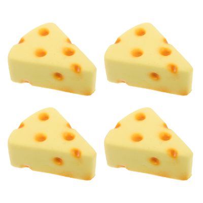 Yardwe 4PCS Fake Cheese Model: Artificial Food Play Model Realistic Fake Cheese Decoration for Kitchen Decoration Photography Prop