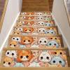 15 Packs Cute Cartoon Kitten-1549 Non-Slip Stair Treads for Wooden Steps Indoor, 30''X8'' Indoor Runner Resistant Stair Mat Staircase Steps Rugs for Children,Elders,Dogs view 1