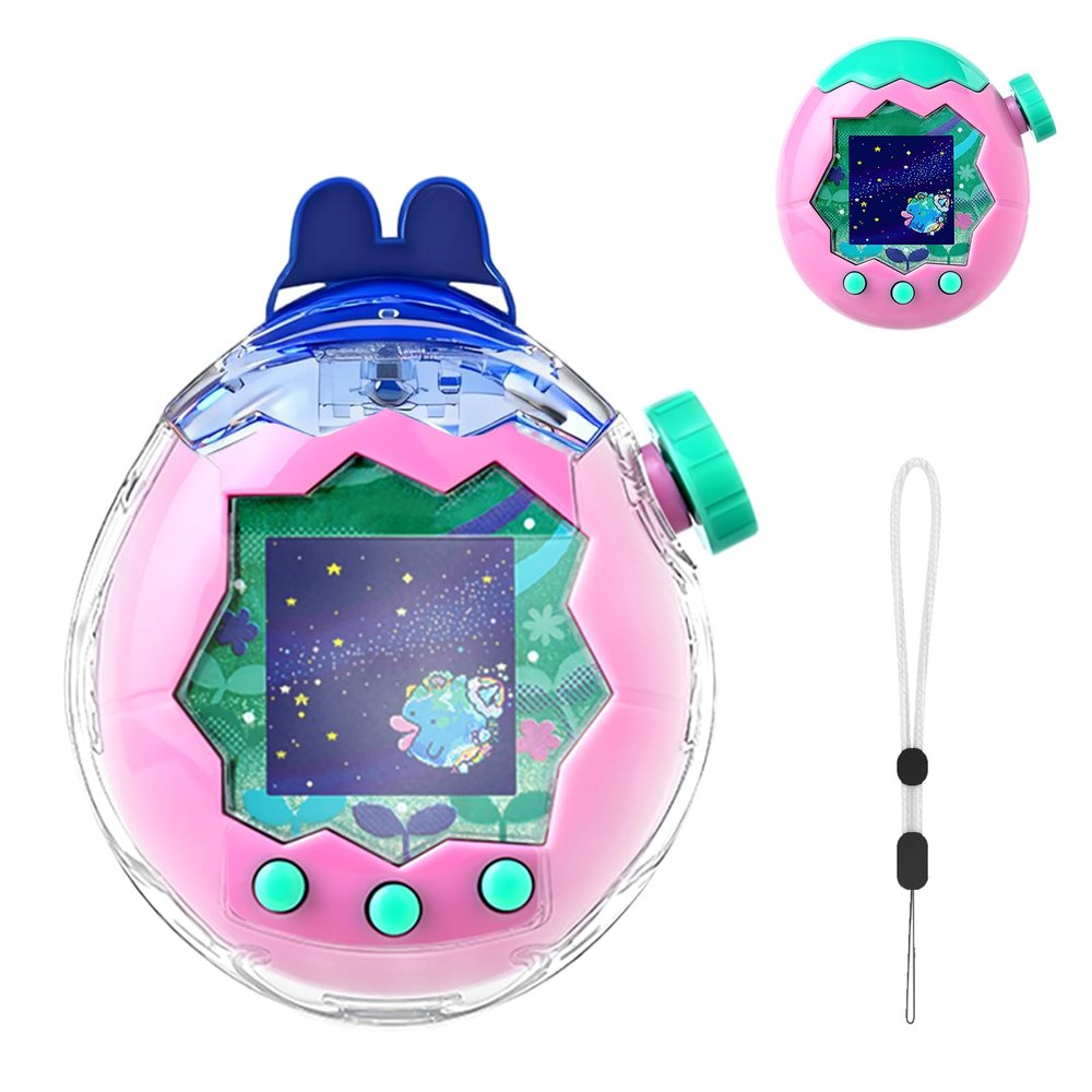 Case for Tamagotchi Paradise  PC Protective Hard Shell with Cute Cartoon Cover & Detachable Lanyard,Durable Protective Housing for Tamagotchi Paradise Virtual Pet Machine[Blue Ears]