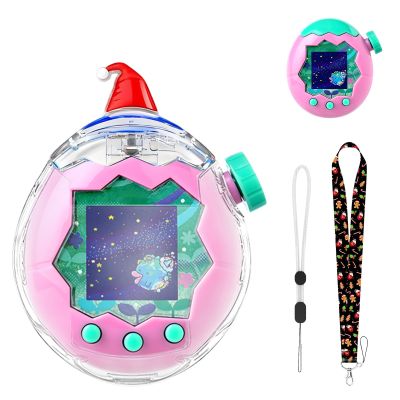 Case for Tamagotchi Paradise  PC Protective Hard Shell with Cute Cartoon Cover & Detachable Christmas Lanyard,Durable Protective Housing for Tamagotchi Paradise Virtual Pet Machine[Christmas Hat]