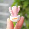 5 Pcs Mini Resin Cactus Figurines  Cute Micro Landscape Ornaments for Garden, Living Room, Office, Automotive Interior Decoration, DIY Desktop Decor, Fun Collectible Home & Party Decoration  Pink view 3