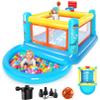 AKEYDIY Inflatable Bounce House, Small PVC Bounce House for Kids 3-6 Indoor&Outdoor Bouncy Castle with Removable Ball Pit, Basketball Hoop & Hopscotch Game, Air Pump Included view 1