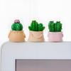 6 Pcs Mini Resin Cactus Figurines  Cute 3D Miniature Cacti in Personalized Flower Pots for Dollhouse, Fairy Garden, Bonsai Display, Car, Home, Office, Desktop Decoration, Collectible Ornaments view 3