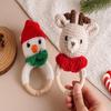 Personalized Baby Toy Rattle,Custom Christmas Crochet Rattle with Engraved Name,Wooden Crochet Animal Rattle,Christmas Gifts view 2