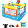 AKEYDIY Inflatable Bounce House, Small PVC Bounce House for Kids 3-6 Indoor&Outdoor Bouncy House with Basketball Hoop & Hopscotch Game, Air Pump Included view 1