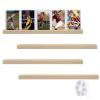 4 Pack Sports Card Display Stand for Wall, 15 x 1.2 x 0.7 Inch Wood Trading Card Rack with Nano Double-Sided Adhesive, Baseball Card Frame Display Toploader Card Holder for Home Shop view 1
