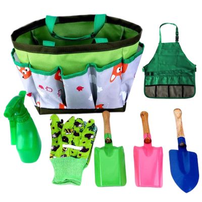 Licsaliwe Kids Gardening Tool Set, 7Pcs Apron Sprayer Gloves Educational Cosplay for Toddlers