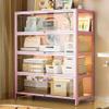 4-Tier Tempered Glass Display Case, Dustproof Showcase with Carbon Steel Frame, 3-Sided Transparent, Flip-Top Door, Ideal for Office & Retail Storage (Pink) view 1