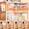 4-Tier Tempered Glass Display Case, Dustproof Showcase with Carbon Steel Frame, 3-Sided Transparent, Flip-Top Door, Ideal for Office & Retail Storage (Pink) view 3