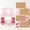 LALFPET Kids Vanity, Princess Makeup Vanity Storage Cabinet with Tri-Fold Mirror and Stool, Pretend Play Vanity Set with Open Storage for Little Girls, Pink Makeup Table for 4-9 view 4