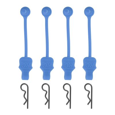MECCANIXITY 4 Pcs 1.4mm RC Body Clips with Pull Tabs, 45-Degree Bent Stainless Steel Car Clips for 1/8 1/10 Scale Model RC Car Truck Crawler Shell Replacement (Blue & Black