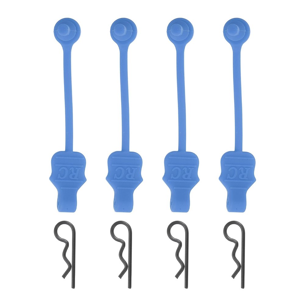 MECCANIXITY 4 Pcs 1.4mm RC Body Clips with Pull Tabs, 45-Degree Bent Stainless Steel Car Clips for 1/8 1/10 Scale Model RC Car Truck Crawler Shell Replacement (Blue & Black