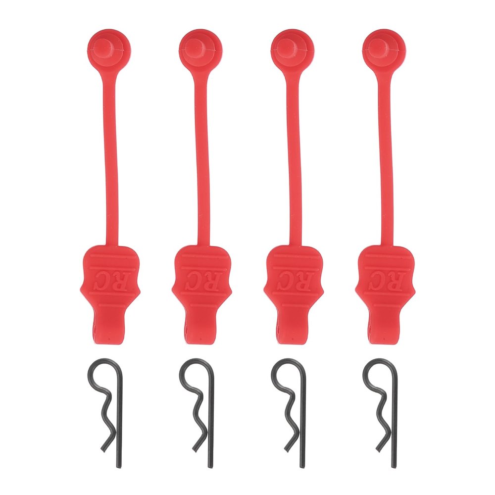 MECCANIXITY 4 Pcs 1.4mm RC Body Clips with Pull Tabs, 45-Degree Bent Stainless Steel Car Clips for 1/8 1/10 Scale Model RC Car Truck Crawler Shell Replacement (Red & Black