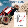MECCANIXITY 4 Pcs 1.4mm RC Body Clips with Pull Tabs, 45-Degree Bent Stainless Steel Car Clips for 1/8 1/10 Scale Model RC Car Truck Crawler Shell Replacement (Red & Black view 2