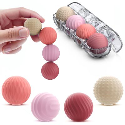 Bomeiyi Silicone Massage Balls with Textured Dimples, Bumps, and Waves | Fun to Play for Adults | Help Relieve Stress, Anxiety, Tension, Fingertip Touch Training, Concentration Improvement (Set of 4)